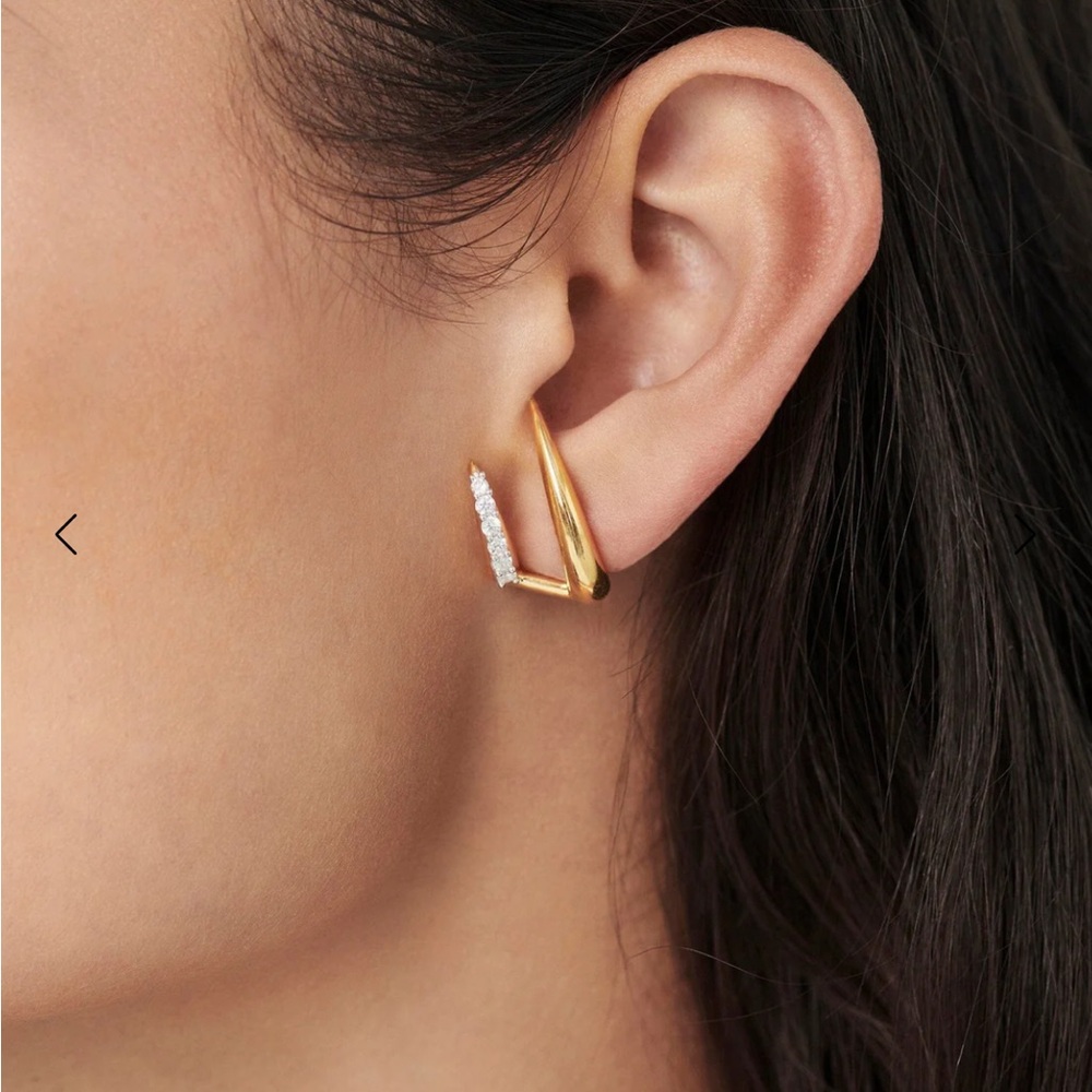 Missoma NEW LARGE CLAW PAVE DOUBLE STUD EARRINGS - Picture 2 of 9